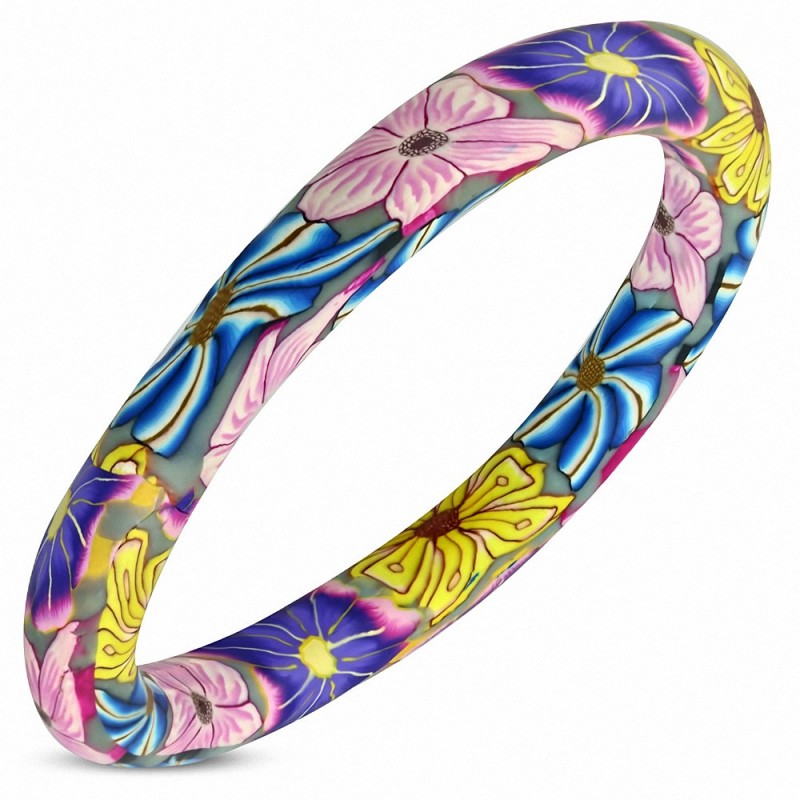 DIA-65mm | Bracelet de femme en fimo / fleur en pâte polymère