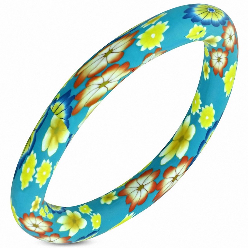 DIA-65mm | Bracelet de femme à la mode en fimo / fleur en pâte polymère - FBU108