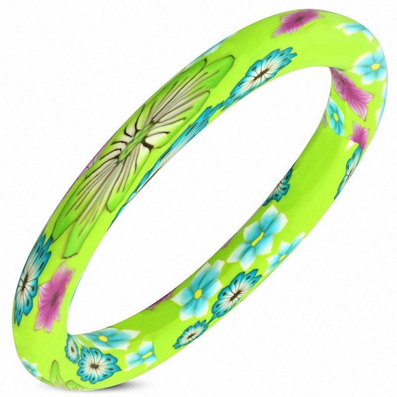 DIA-65mm | Bracelet de femme à la mode en fimo / fleur en pâte polymère - FBU109