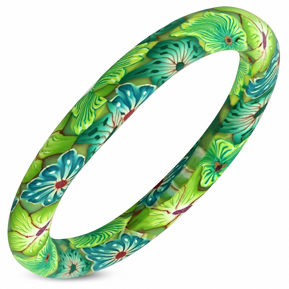 DIA-65mm | Bracelet de femme à la mode en fimo / fleur en pâte polymère - FBU110