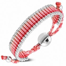Bracelet de l'amitié réglable en alliage de mode au crochet rose tissé au crochet