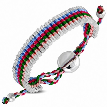 Bracelet d'amitié réglable tissé au crochet multicolore en alliage de mode