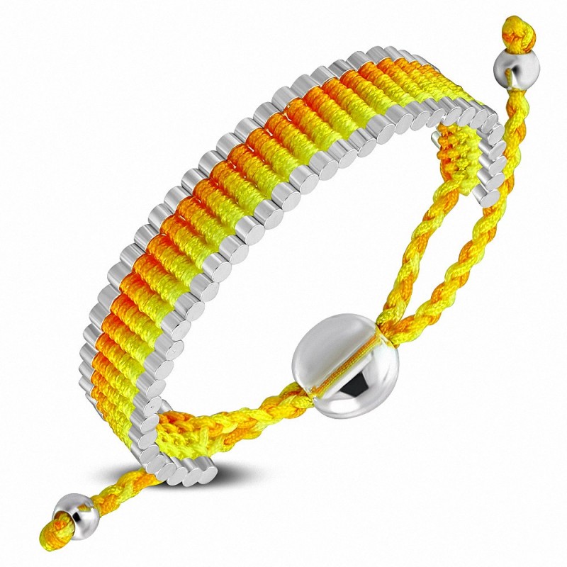 Bracelet réglable d'amitié tissé au crochet jaune-orange en dégradé de mode