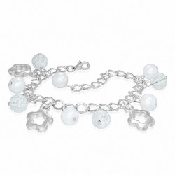 Alliage de mode blanc perle verre perle boule étoile fleur charm lien chaîne bracelet