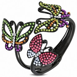 Bracelet manchette en cristal de voyage avec papillon en alliage à la mode avec CZ coloré