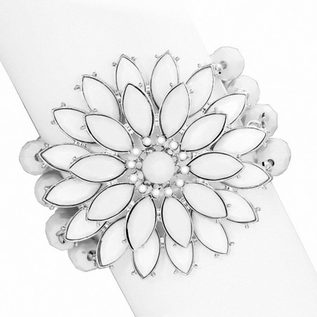 Bracelet extensible de bouquet de fleurs de marguerite de perles multi de rive d'alliage de mode avec CZ clair