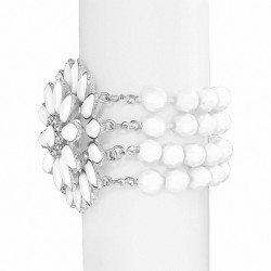 Bracelet extensible de bouquet de fleurs de marguerite de perles multi de rive d'alliage de mode avec CZ clair