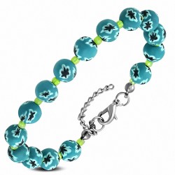 Bracelet en alliage de perles de fleur étoile en alliage de fimo / argile polymère