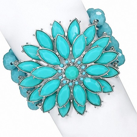 Bracelet extensible en alliage de mode multi-rangée de perles de marguerites et de fleurs