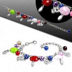 Alliage de mode coloré perle de verre perle boule papillon charm lien chaîne de bracelet