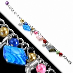 Mode Alliage Coloré Perle De Verre Perle Fleur Carré Dame Chaussures charm Lien Chaîne Bracelet