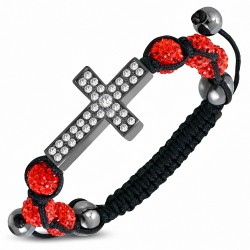 Bracelet hématite & argile disco Shamballa  bracelet réglable en forme de croix avec zircon Opale de Feu Orange