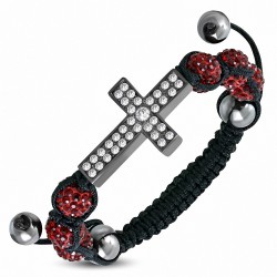 Bracelet hématite & argile disco  Shamballa de style Latin bracelet ajustable zircon rouge clair