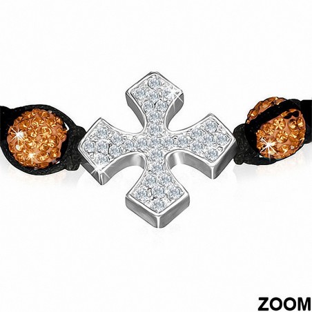 Disco Ball Shamballa Cerdanya - Bracelet ajustable de style montre avec topaze et cZ transparents