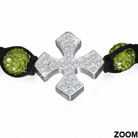 Disco Ball Shamballa Cerdanya Bracelet ajustable de style montre avec Olivine claire et CZ