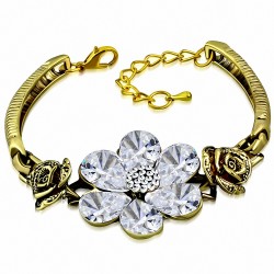 Bracelet en alliage à la mode en alliage de cristal à la mode en alliage doré avec chaîne en zircone
