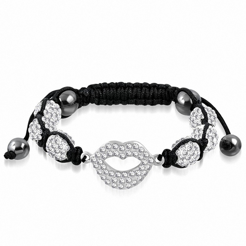 Bracelet hématite et argile disco Shamballa Sexy Lips de style montre ajustable avec CZ