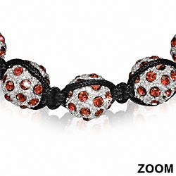 Bracelet réglable Argil Disco Ball Shamballa noir avec cordon - Orange CZ