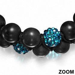 Bracelet ajustable en perles Disco Ball avec pavé de perles hématite & argil Shamballa avec zircon bleu CZ