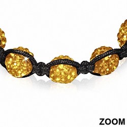 Bracelet ajustable en cordon hermite et 7 Argil Disco Ball Shamballa noir avec topaze CZ