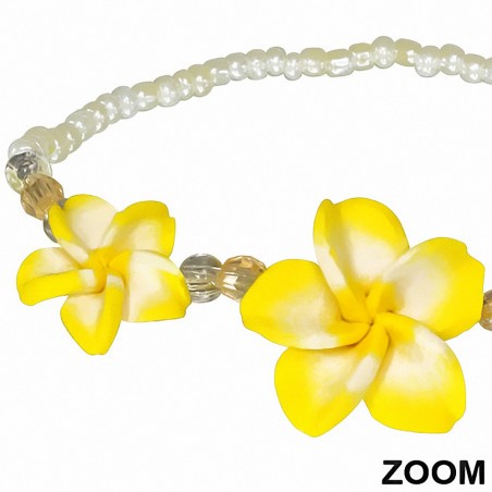 Bracelet extensible à la mode en forme de perles de fleur de Plumeria fimo / argile polymère
