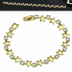 Bracelet chaîne à maillons étoiles en cuivre doré à la mode avec CZ transparent