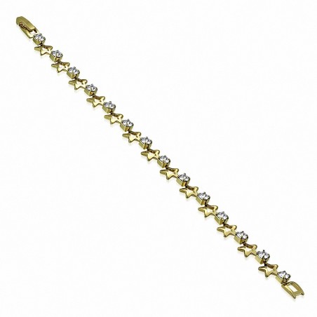 Bracelet chaîne à maillons étoiles en cuivre doré à la mode avec CZ transparent