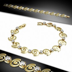 Bracelet chaîne à maillons en spirale de cuivre plaqué de couleur dorée à la mode avec CZ transparent