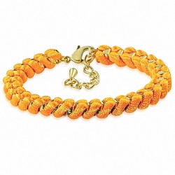 Bracelet chaîne en alliage de crochet en alliage fantaisie doré orange