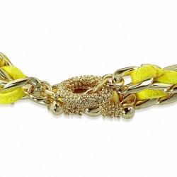 Bracelet en alliage de mode à double chaîne en velours jaune doré jaune