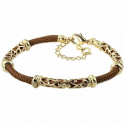 Alliage de mode Bracelet doré avec bracelet de chaîne d'extension au crochet marron inspiré par Bali