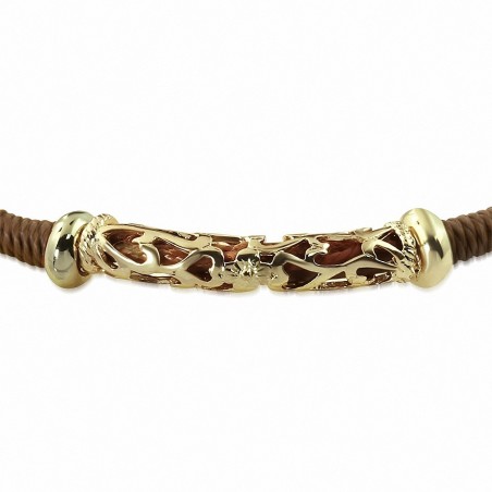 Alliage de mode Bracelet doré avec bracelet de chaîne d'extension au crochet marron inspiré par Bali