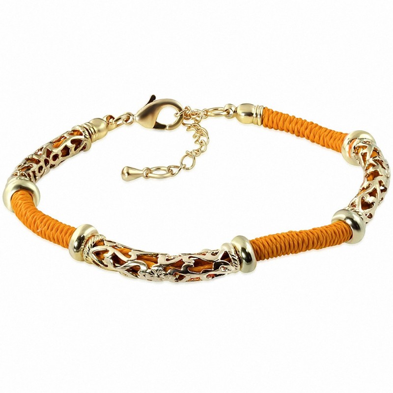 Bracelet chaîne en alliage de rallonge orange inspiré de la mode en alliage doré