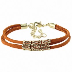 Bracelet chaîne en alliage extensible de velours orange triple inspiré de la mode en alliage doré