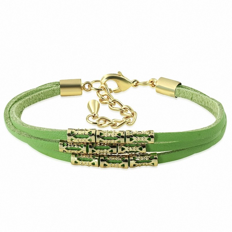 Bracelet chaîne en alliage de velours vert clair triple inspiration de couleur alliage doré à la mode