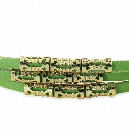 Bracelet chaîne en alliage de velours vert clair triple inspiration de couleur alliage doré à la mode