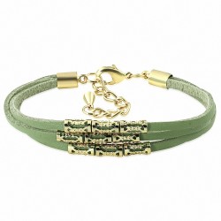 Bracelet chaîne en alliage de velours vert triple inspiré de Bali en alliage de mode