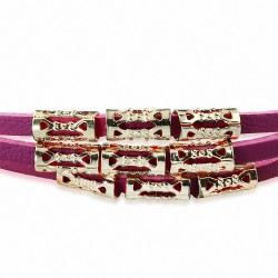 Bracelet chaîne en alliage à trois rallonges de velours rose inspiré de Bali en alliage de mode