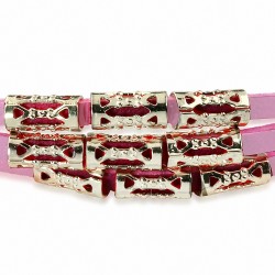 Bracelet jonc extensible de velours rose pâle triple inspiration alliage doré de couleur tendance