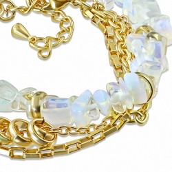 Bracelet en alliage de perles multicolores en alliage d'or de mode avec perles acryliques transparentes