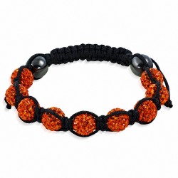 Bracelet Shamballa en perles Disco avec pavé de perles Fashion 9 et opale de feu orange CZ