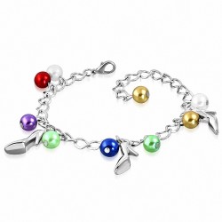Alliage de mode coloré perle de verre perle dame chaussures chaine maillon de charm bracelet