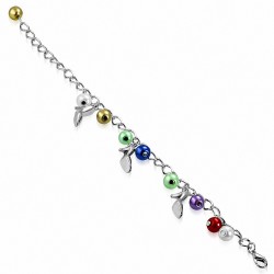 Alliage de mode coloré perle de verre perle dame chaussures chaine maillon de charm bracelet