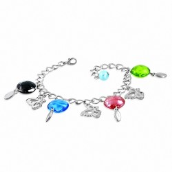 Alliage de mode bracelet en perles de verre coloré perle de perles de charm papillon bracelet