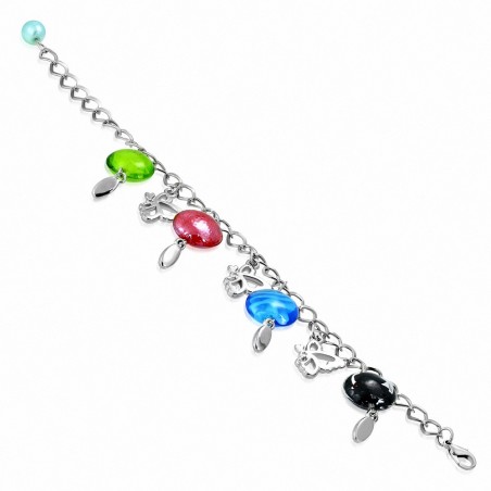 Alliage de mode bracelet en perles de verre coloré perle de perles de charm papillon bracelet