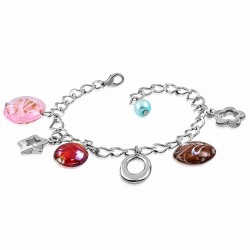Alliage de mode bracelet de perles de verre coloré étoile fleur ovale charm lien chaîne