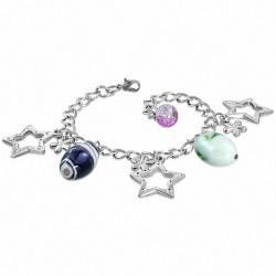 Bracelet fantaisie en alliage de perles de verre fantaisie en forme d'étoile ovale