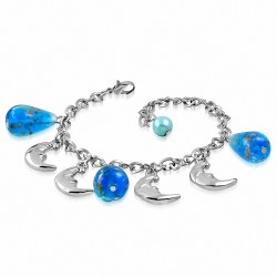 Bracelet fantaisie en alliage fantaisie avec perles de verre ovales et perles pour demi-lune