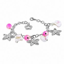 Bracelet en alliage de mode avec perles en verre et perles en forme d'étoile
