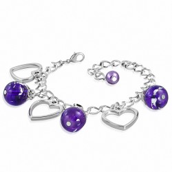 Alliage de mode en perles de verre en forme de larme ouvert amour lien de charm chaîne / bracelet tour de cou